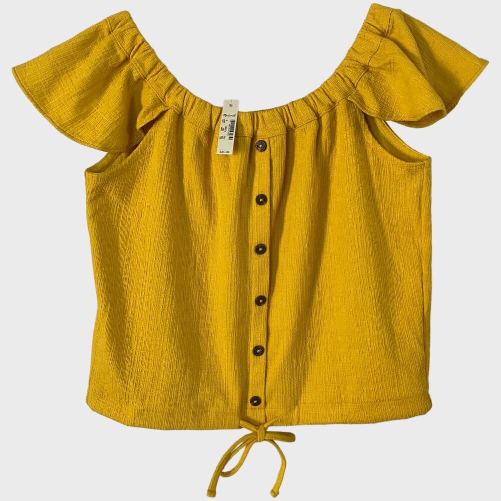 Madewell Texture & Thread Off-the-Shoulder Button-Front Top Women's Small New